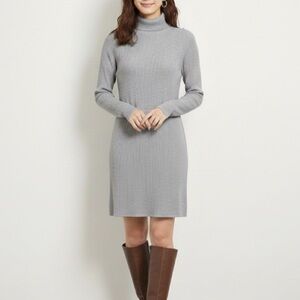 Uniqlo Knit Turtleneck Dress Grey Size Medium Stretch